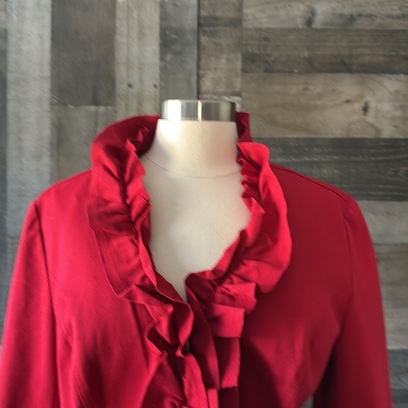 INC International Concepts red blazer jacket large feminine formal holiday party - Picture 2 of 11